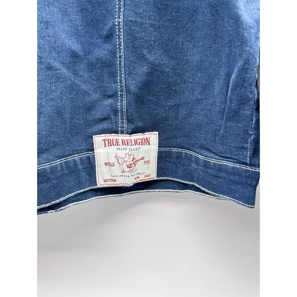 True Religion Ladder Stitch SN Denim Jacket Large, Dark Hawks Eye Wash,MSRP $184